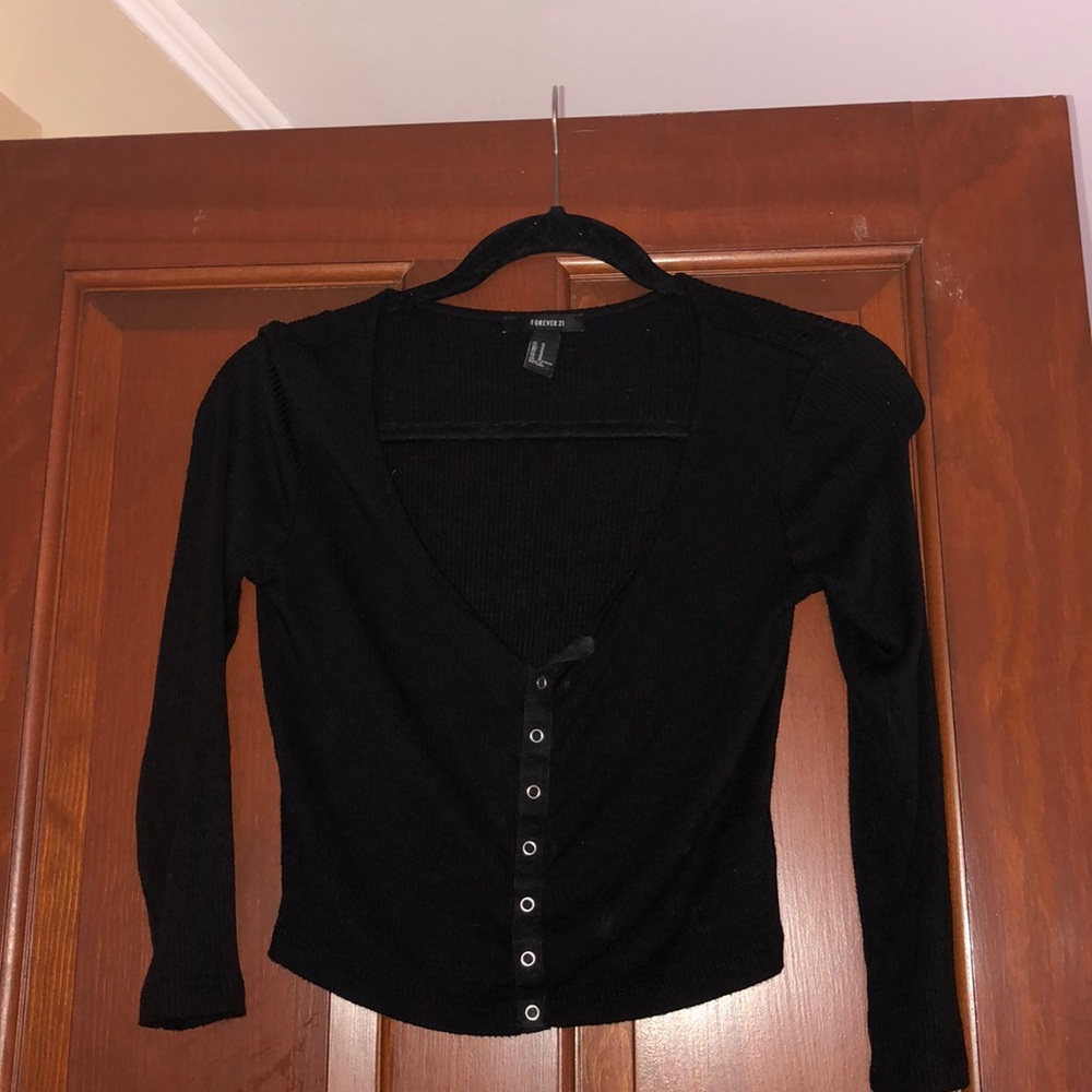 Forever 21 Black Button Down Long Sleeve